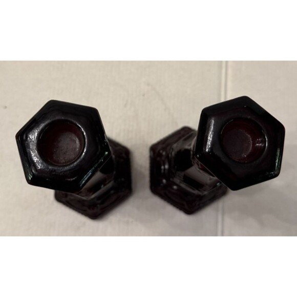 Pair Avon "1876 Cape Cod" Cranberry Ruby Red Glass Candlesticks Vintage 8.75" - Picture 3 of 4